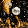 Black balloon set with bow-shaped heart-shaped Feliz Cumpleanos round decoration party decor items Specification image